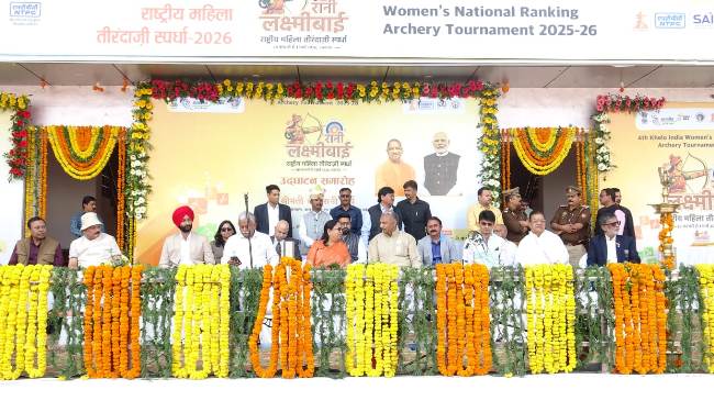 Dignataries during opening ceremony of 4 th Khelo Games Women Archery
